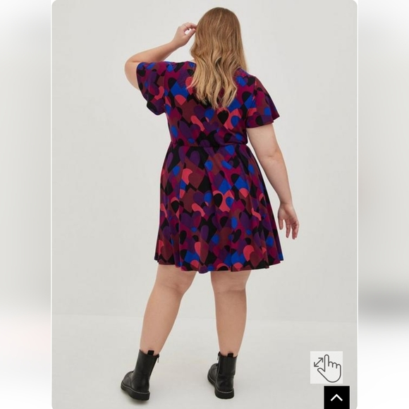 Torrid Studo Knit Flutter Sleeve Multi Heart Mini Dress - Picture 3 of 10